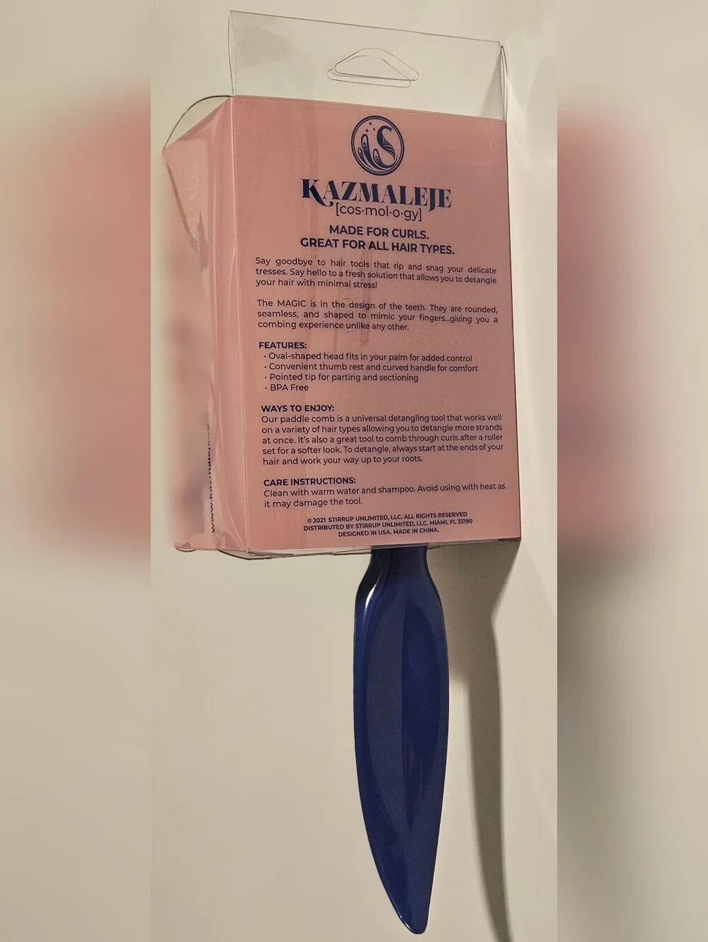 Kazmaleje KurlsPlus Paddle Comb - Blue